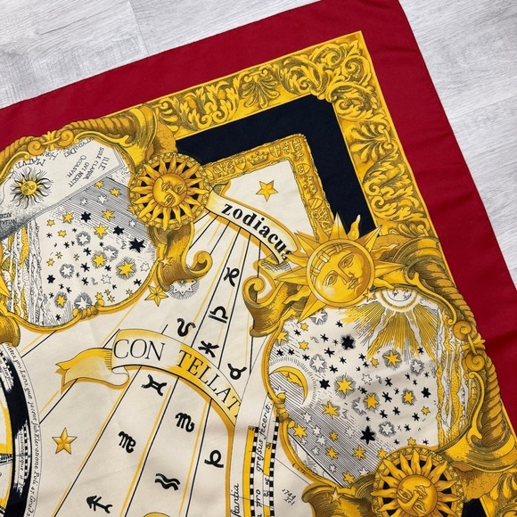 Zodiac Scarf Made In Italy by Isotoner inRed, Gold and Navy Signature Collection - Picture 8 of 14